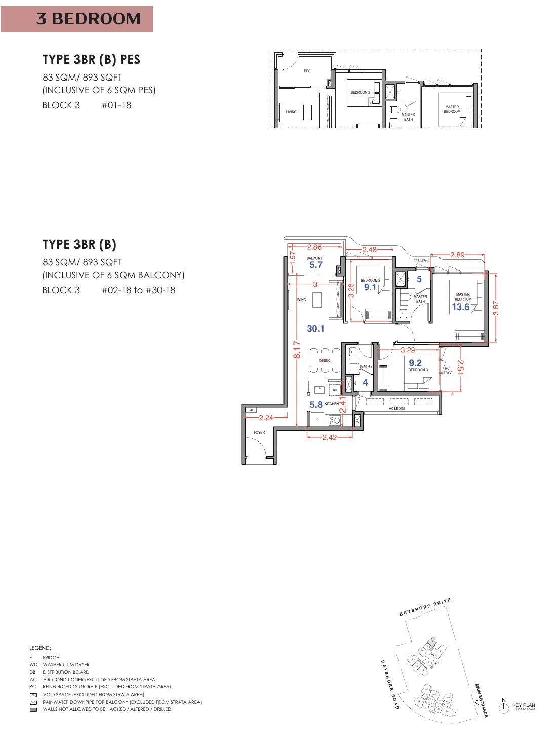 3 Bedroom (B) floor plan