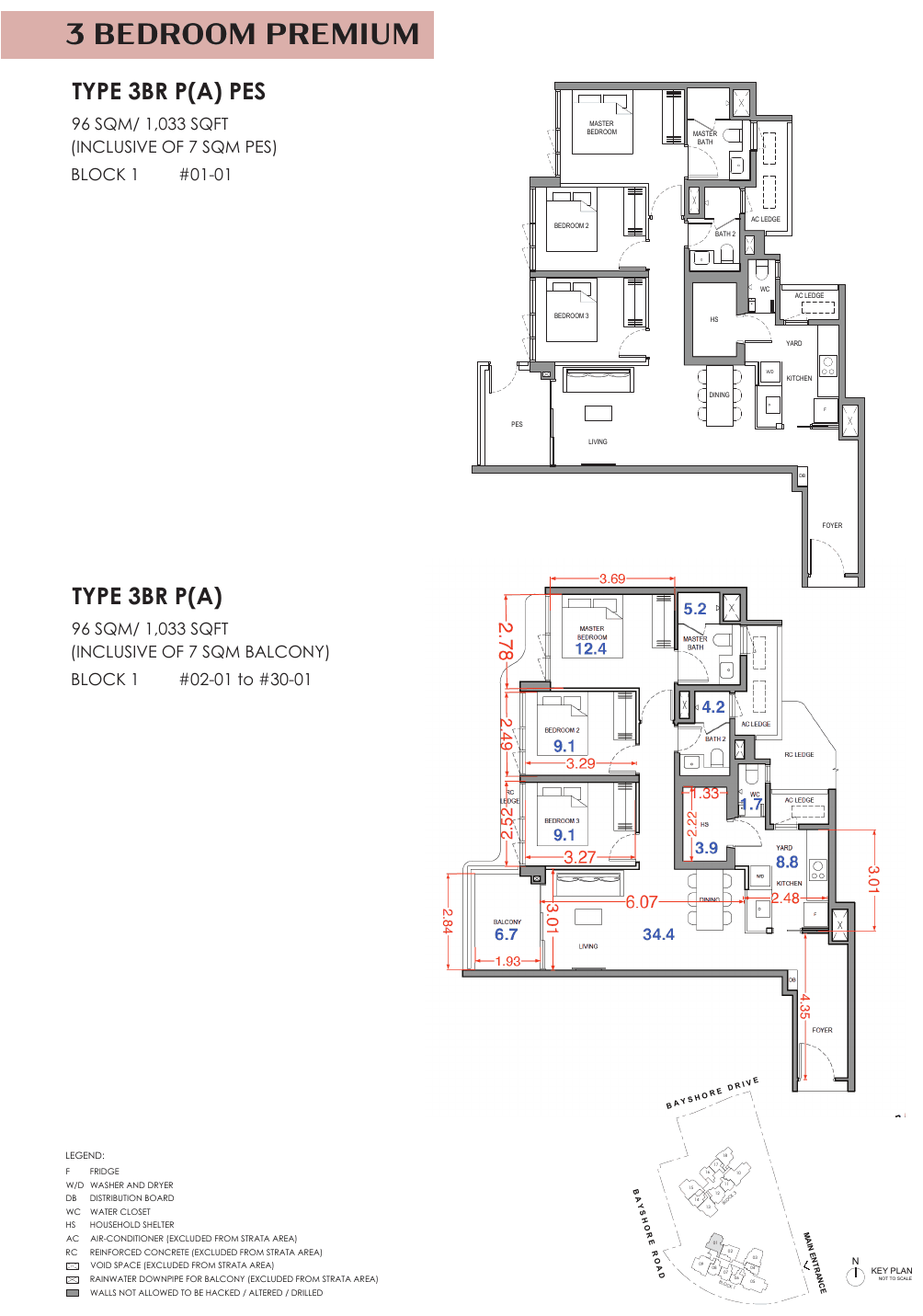 3 Bedroom Premium (A) floor plan