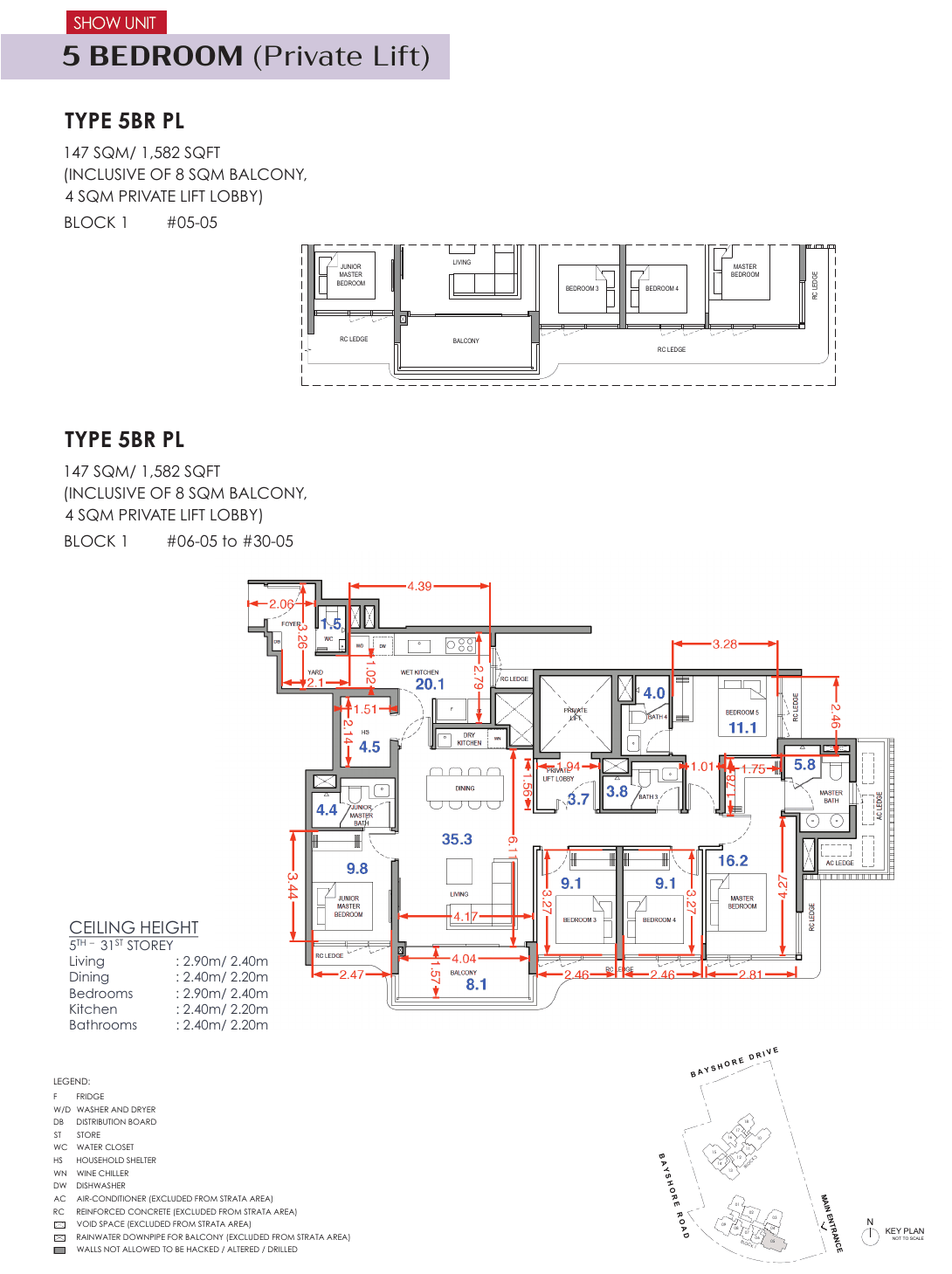 5 Bedroom Private Lift floor plan